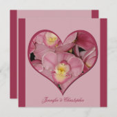 結婚式後パーティー招待状 -- ハートのオーキッド 招待状 (正面/裏面)