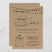 結婚式後、ピザ&ビール レセプションのみの秘密の結婚式 招待状 (正面/裏面)