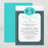 結婚式後 披露宴 招待状 - 青いイニシャル (正面/裏面)