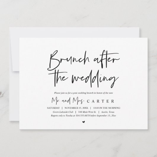 結婚式後、結婚後のブランチ 招待状 (正面)