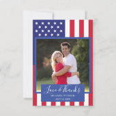 結婚式愛は愛国心が強い米国旗の写真を感謝していしています サンキューカード (正面)