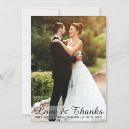 結婚式愛及び感謝花嫁及び新郎の写真カード サンキューカード