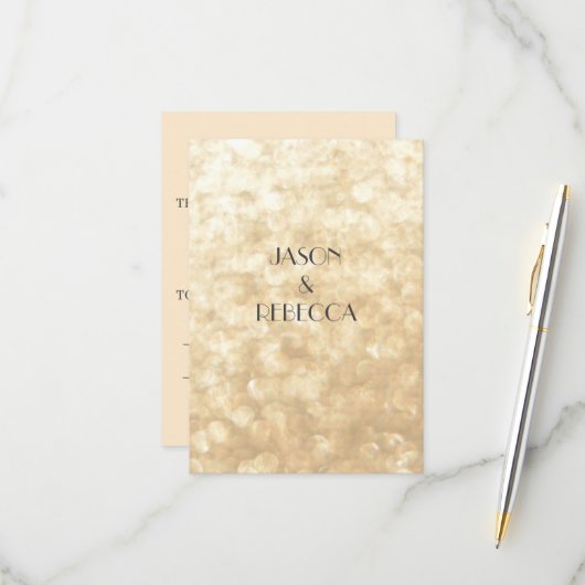 結婚式招待の返信カード（ゴールド） 出欠カード (正面/裏面インサイチュ)