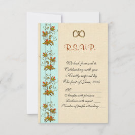 結婚式招待の返信　秋の落ち葉 招待状