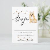 結婚式招待コーギー犬 出欠カード (スタンド正面)