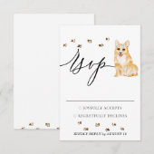 結婚式招待コーギー犬 出欠カード (正面/裏面)