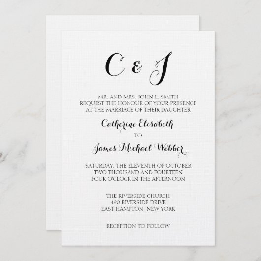 結婚式招待状が花嫁フォーマルの両親を表現 招待状 (正面/裏面)