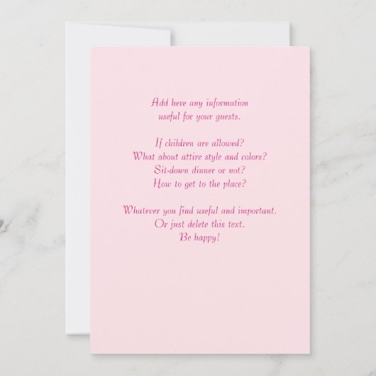 結婚式招待状さくらんぼの花のカスタマイズ 招待状 (裏面)