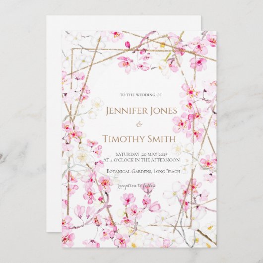 結婚式招待状さくらんぼ花 招待状 (正面/裏面)