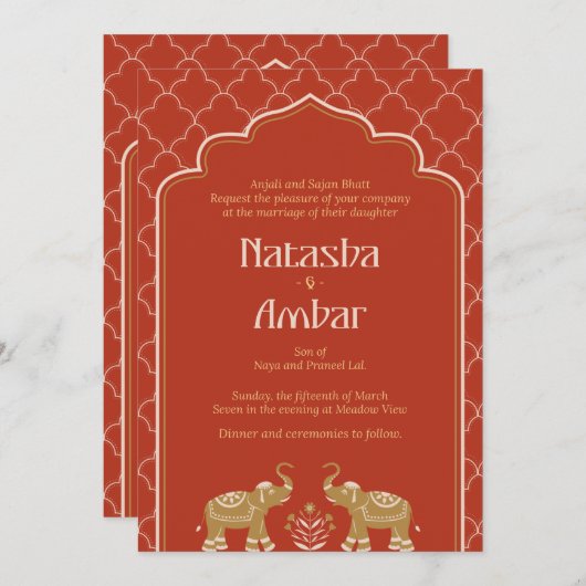 結婚式招待状とインディアンの伝統 招待状 (正面/裏面)