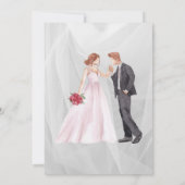 結婚式招待状とカップルのグラフィックとバラ 招待状 (裏面)