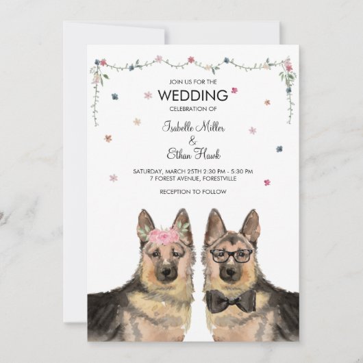 結婚式招待状とジャーマンシェパード 招待状 (正面)
