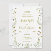 結婚式招待状とデイジー-エレガントフローラ 招待状 (正面)