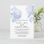 結婚式招待状とブルーアジサイ 招待状 (スタンド正面)