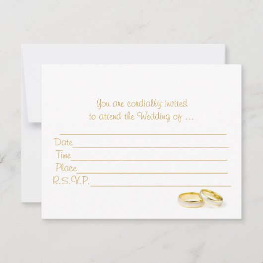 結婚式招待状と結婚のリングや輪-カスタム 招待状 (正面)