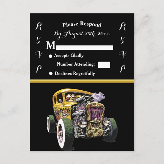 結婚式招待状と黄改造色 インビテーションポストカード (正面)