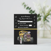 結婚式招待状と黄改造色 インビテーションポストカード (スタンド正面)