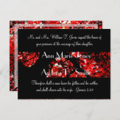 結婚式招待状と黒と赤い葉の木 インビテーションポストカード (正面/裏面)