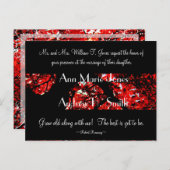 結婚式招待状と黒と赤い葉の木 インビテーションポストカード (正面/裏面)