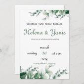 結婚式招待状のグリーンモダン発表 招待状 (正面/裏面)