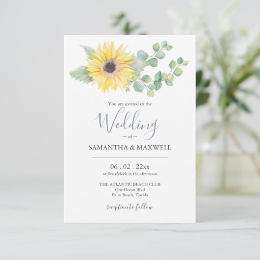 結婚式招待状のバジェット水彩フローラ 招待状 (スタンド正面)