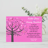 結婚式招待状のピンク抽象的な生命の樹 招待状 (スタンド正面)