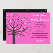 結婚式招待状のピンク抽象的な生命の樹 招待状 (正面/裏面)