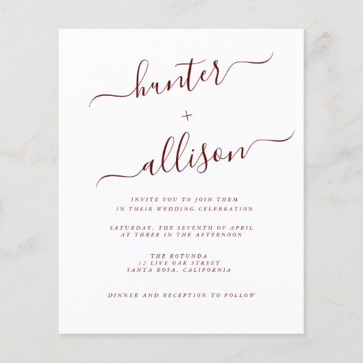 結婚式招待状のフライヤー (正面)