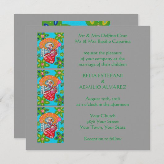 結婚式招待状のマリアッチは骨組にセレナーデを演奏します 招待状 (正面/裏面)