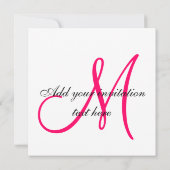 結婚式招待状のモノグラムは白黒のピンクを示します 招待状 (裏面)