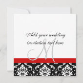 結婚式招待状のモノグラムは赤いダマスク織を示します 招待状 (裏面)