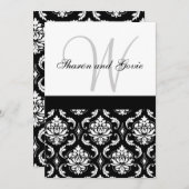 結婚式招待状のモノグラム名Damask 招待状 (正面/裏面)