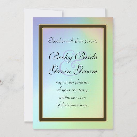 結婚式招待状の乳白色の虹 招待状 (正面)