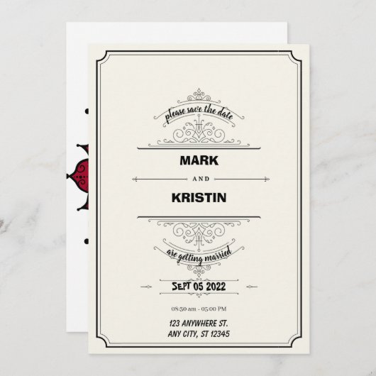 結婚式招待状の伝統的スタイル 招待状 (正面/裏面)