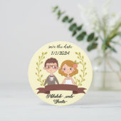 結婚式招待状の似顔絵カップルのポートレート サンキューカード (スタンド正面)