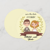 結婚式招待状の似顔絵夫婦の肖像 サンキューカード (正面/裏面)