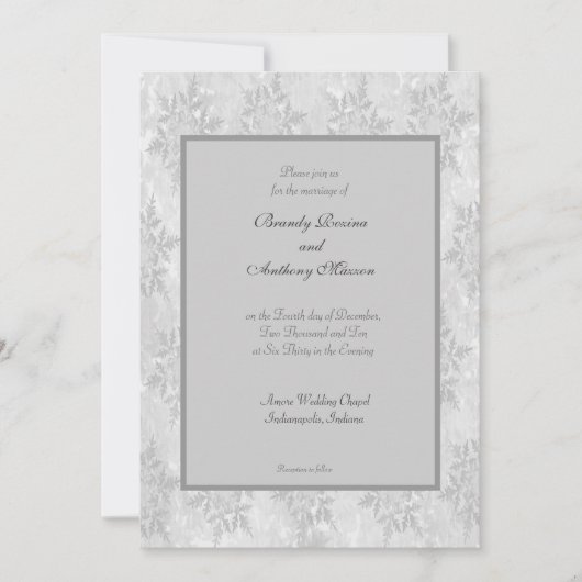 結婚式招待状の冬の雪片の結婚 招待状 (正面)