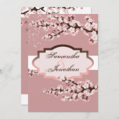 結婚式招待状の挨りだらけのローズピンクの桜 招待状 (正面/裏面)