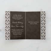 結婚式招待状の挨拶状のブラウンのダマスク織 招待状 (内部)