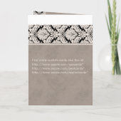 結婚式招待状の挨拶状ベージュ色ダマスク織 招待状 (裏面)