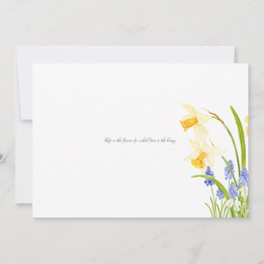 結婚式招待状の明るい春ガーデンの水色 招待状 (裏面)