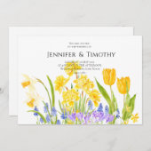 結婚式招待状の明るい春ガーデンの水色 招待状 (正面/裏面)