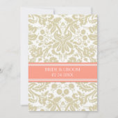 結婚式招待状の暗灰色の珊瑚のダマスク織パターン 招待状 (正面)