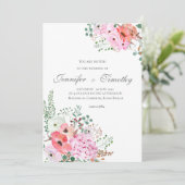 結婚式招待状の植物性ピンクの花 招待状 (スタンド正面)
