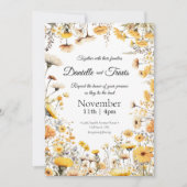 結婚式招待状の植物性ワイルドフラワーイエロー 招待状 (正面)