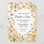 結婚式招待状の植物性ワイルドフラワーイエロー 招待状 (正面/裏面)