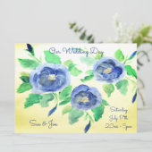 結婚式招待状の水彩ブルーバラ 招待状 (スタンド正面)