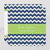 結婚式招待状の濃紺のライムシェブロン 招待状 (正面/裏面)