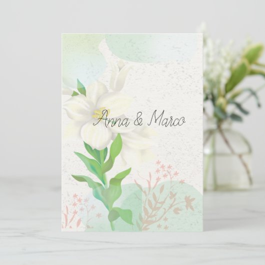 結婚式招待状の繊細な花 招待状 (スタンド正面)