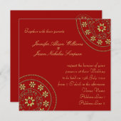 結婚式招待状の金ゴールド及びインスパイア宝石のインディアン 招待状 (正面/裏面)